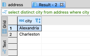Results from the second query