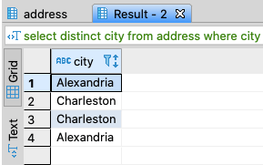 Results from the third query